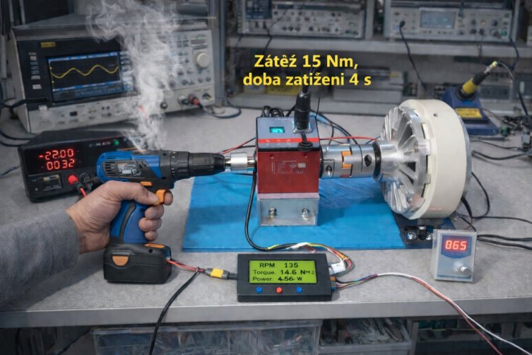 Zátěž 15 Nm – přehřívání DC motoru